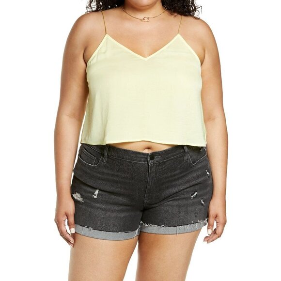 Nordstrom BP Yellow Lemonade Crop Satin Cami Tank Top 2X - Picture 1 of 4